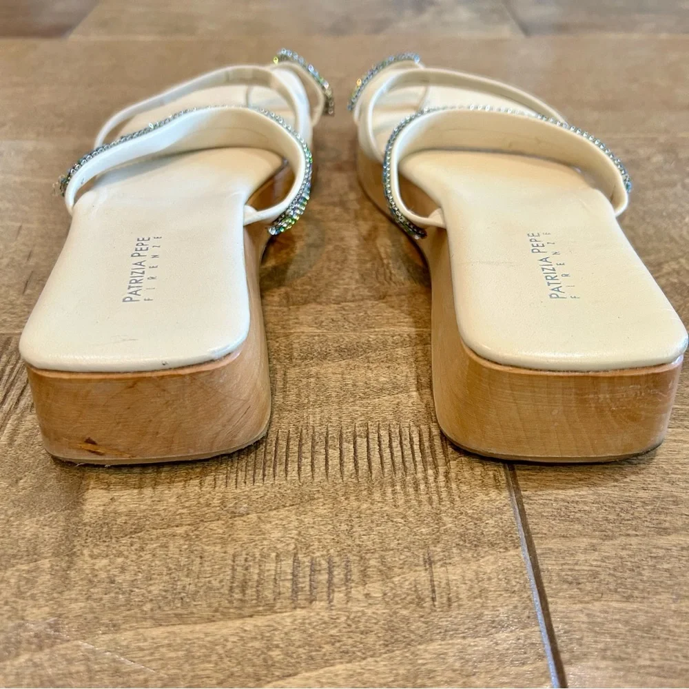 Patrizia Pepe Women’s Firenze Rhinestone Sandals Tan Size 6 37 FLAW